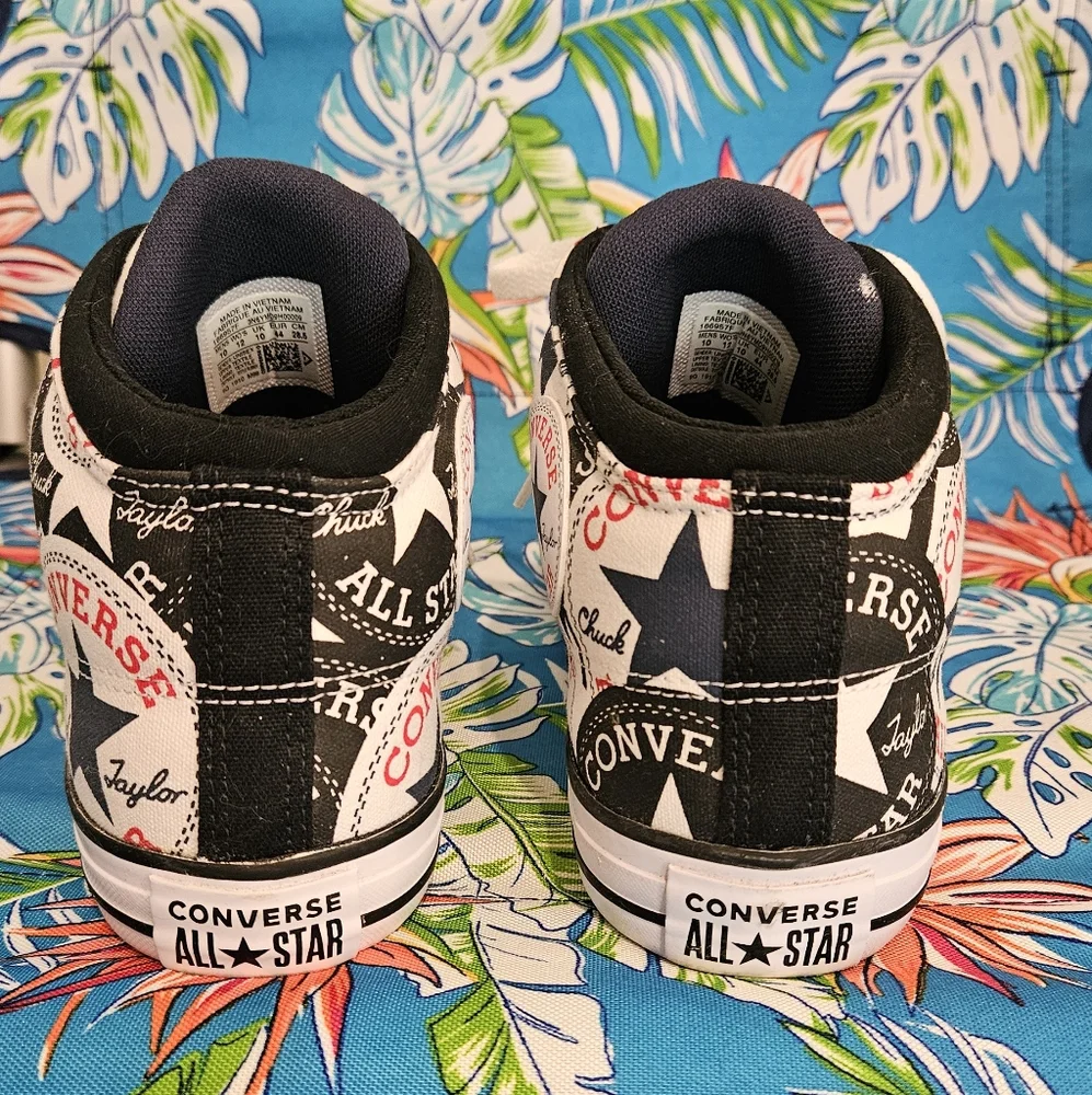 Converse Chuck Taylor White and Black Graphic High-Tops - Picture 3 of 10